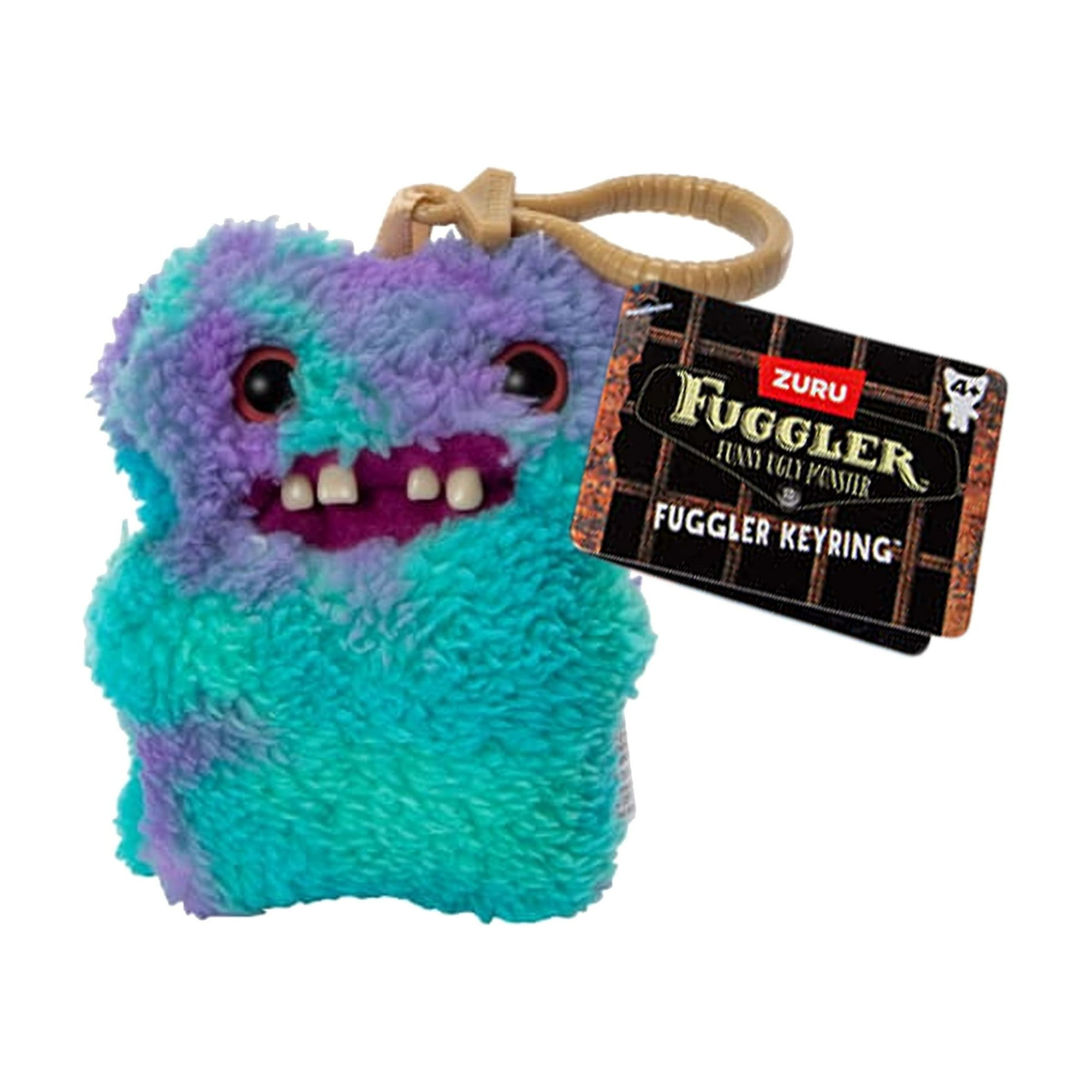 Fuggler Plush Monster Keyring, Funny Ugly Doll, Blue Purple, Human