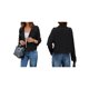 thumbnail image 3 of Abrigo Corto de Mujer, Estilo Gabardina, Informal, Cruzado, Chaqueta Corta, Prenda de Abrigo de Moda para Otoño con Cinturón Negro M, 3 of 7
