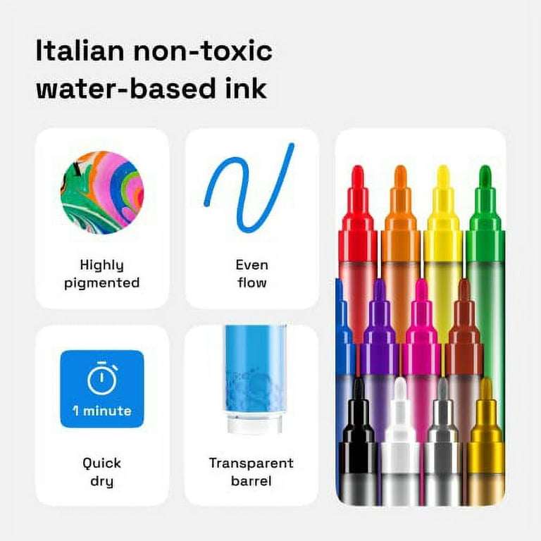 PENGUIN ART SUPPLIES Vibrant Liquid Chalk Markers - 12 Colors Fine Tip Pens,  36 Piece Set - Foods Co.