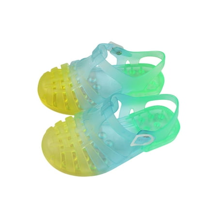 

Fridja Toddler Sandles Girls Gradient Jelly Sandals Rubber Sole Closed Toe Princess Flat Summer Shoes 1-4 Years Old