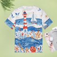 thumbnail image 4 of Lighthouse Sailboat Ocean Waves T Shirts Basic T-Shirt Short Sleeve Ladies Tee Shirt Summer Graphic Clothing, 4 of 7