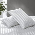 thumbnail image 4 of 5 Pieces Satin Striped Duvet Cover Full/Queen Size Set, Luxury Silky Like Ivory White Stripe Duvet Cover Bedding Set with Zipper Closure, 1 Duvet Cover + 4 Pillow Cases (No Comforter), 4 of 7
