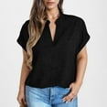thumbnail image 7 of IROINNID Women's Cotton and Linen V-Neck Short Sleeve Loose T-Shirt Breathable Summer Casual Tops,Trendy Fashion Blouse,Lightweight Work and Playwear(Black,), 7 of 7