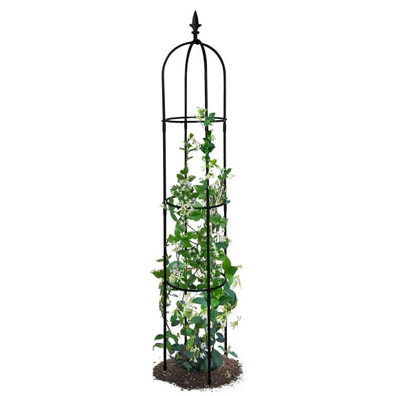 JP OUTDOOR 64.2''H Rustproof Steel Garden Obelisk Trellis for Climbing Plants, Black