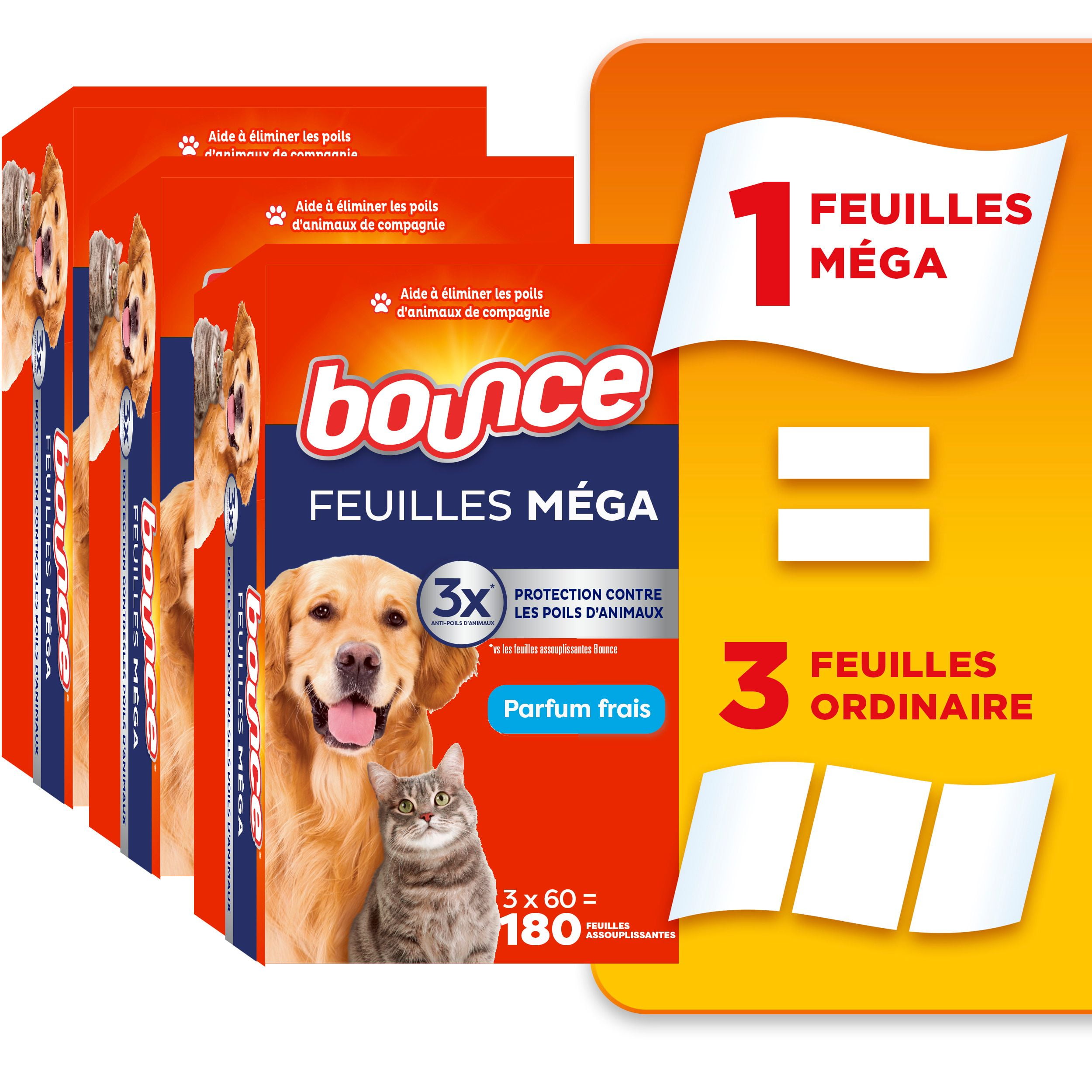 Bounce Pet Hair and Lint Guard Mega Dryer Sheets with Hair Fighters, Fresh Scent 180CT