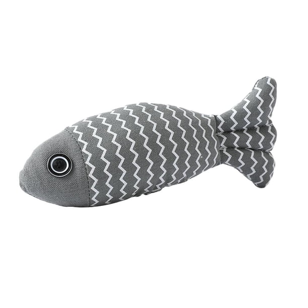 Juguete Pez Peluche Artificial Interactivo Entrenamiento Con Hierba Gatera Suministros para Gatos (gris)