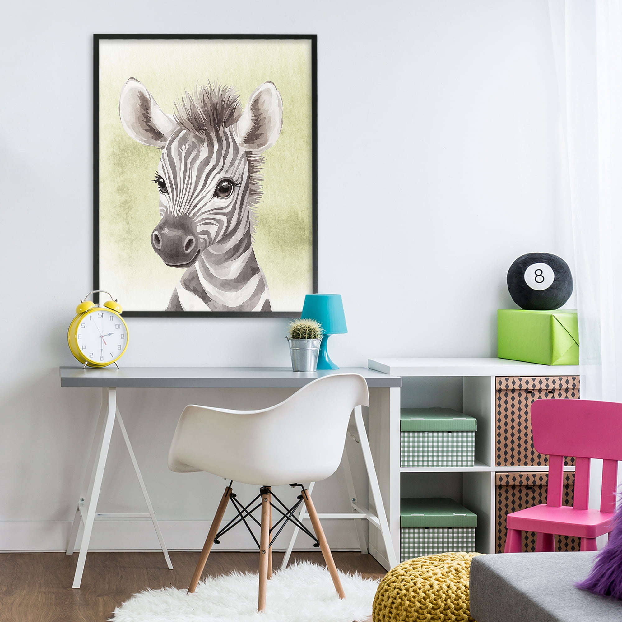 Stupell Industries Jungle Friends Baby Zebra Black Framed Giclee Art, design by Christine Simpson Art