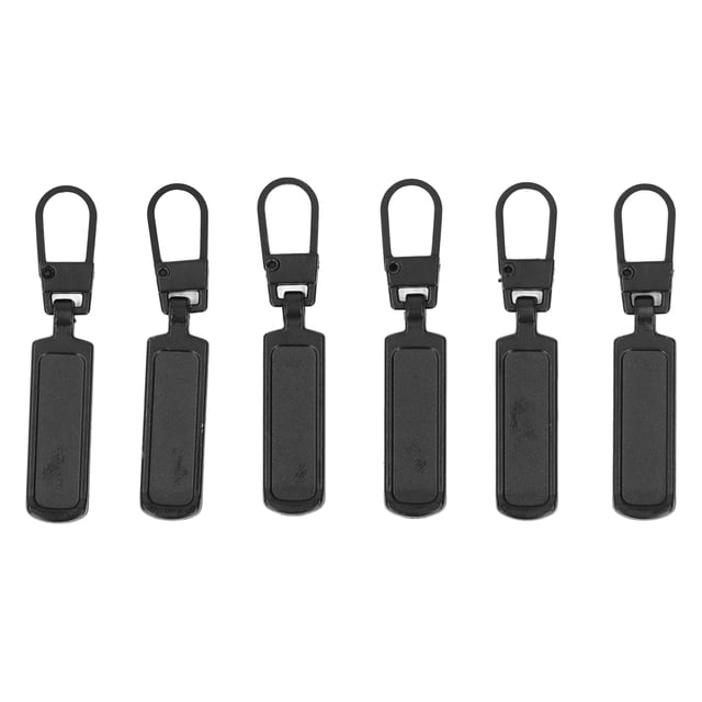 Metal Zipper Head, Rustproof Zipper Pull Tab 6Pcs Detachable For Handbags Black