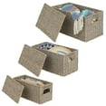 thumbnail image 6 of mDesign Woven Seagrass Home Storage Basket with Lid, Set of 3 - Gray Finish, 6 of 8