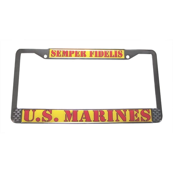 US Marine Corps Semper Fidelis Auto License Plate Chrome Frame USMC