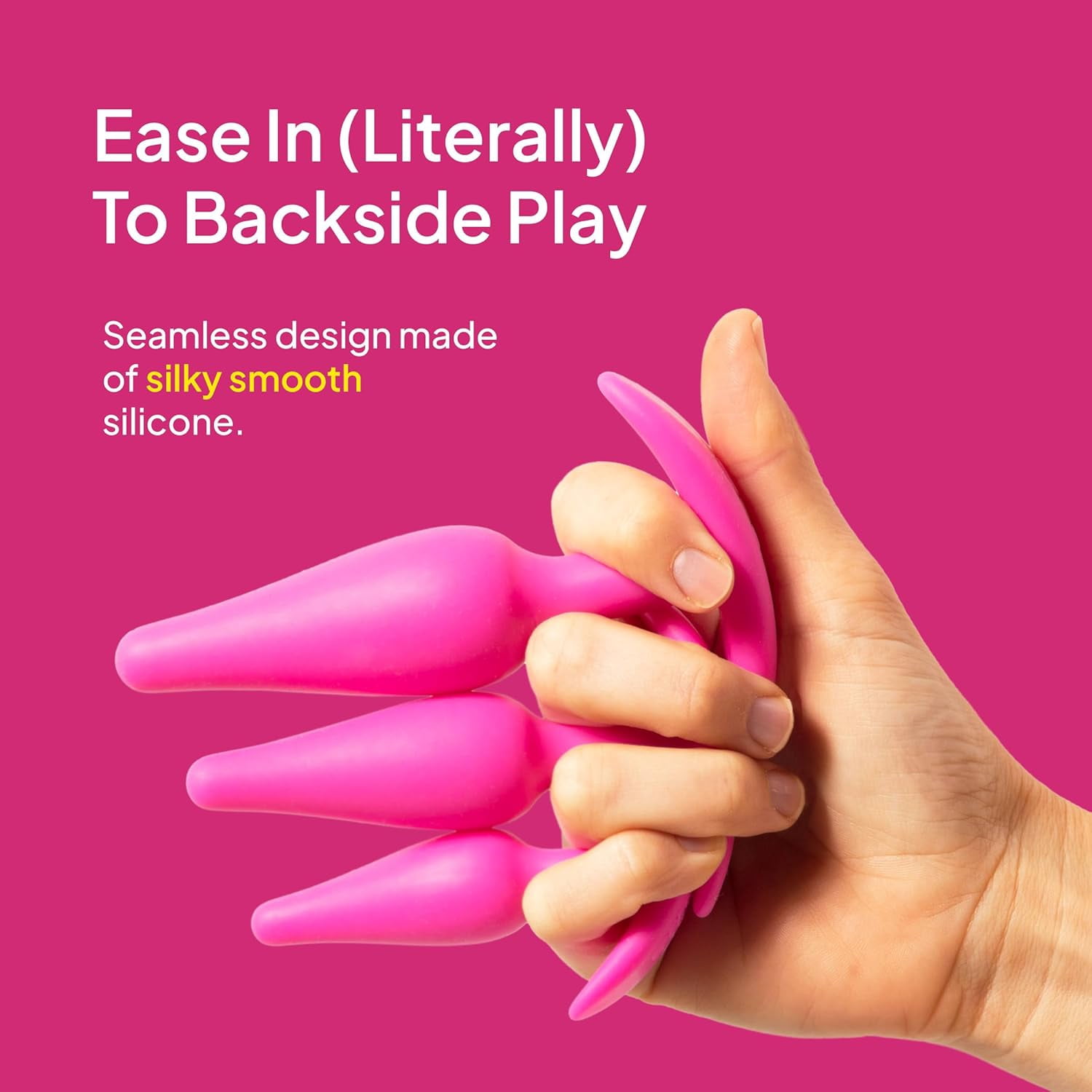 Hello Cake Tush Training Set for Men and Women, Waterproof Backside Play Toy with 3 Different Sizes, Pink