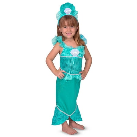Melissa & Doug Mermaid Role Play Costume Set - Gown With Flaired Tail, Seashell Tiara