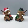 thumbnail image 3 of Christmas Highland Cow Resin Figurine, Festive Christmas Themed, 1 Pack Tabletop Decoration, Ideal for Holiday Home Shelf Mantel Desk Display Christmas Party Indoor Decor, 3 of 5