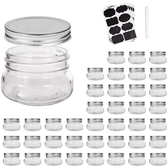 Mini Mason Jars,glass jar 5OZ With Lids（Silver,Ideal for Jam,Honey,Wedding Favors,Shower Favors,40 PACK$$Home Decor, Kitchen, & Other