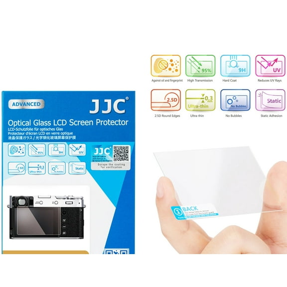X100V LCD Protector, X-T4 Screen Protector, X-E4 LCD Cover, JJC GSP-X100V Ultra-Thin 9H 2.5D Tempered Glass LCD Screen Protector, Tempered Glass Screen for Fujifilm X-E4 X100V X-T4