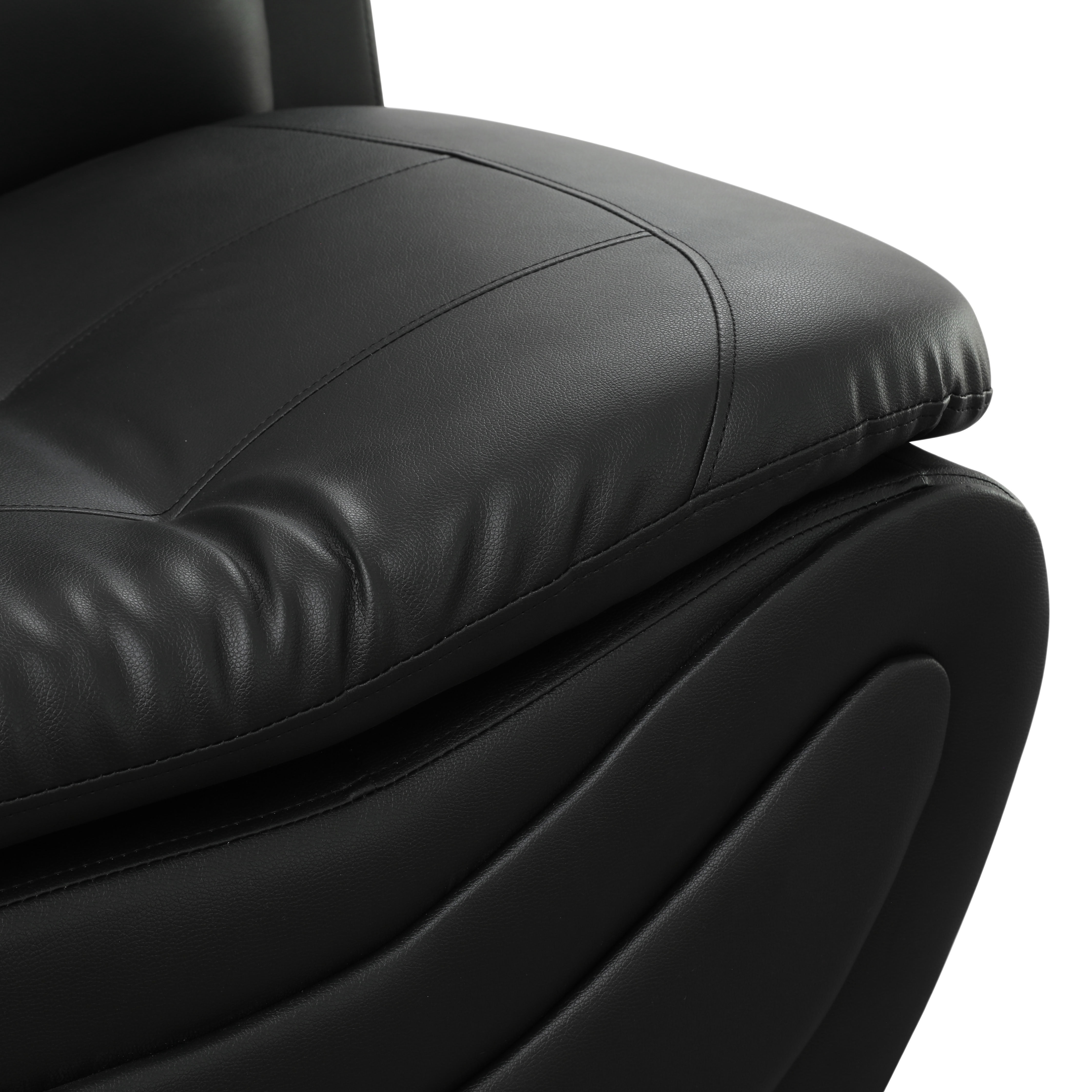 MAYEERTY Breathable Faux Leather Recliner Chair, Anti-Insect Solid Wood Frame Accent Chair for Living Room, Black