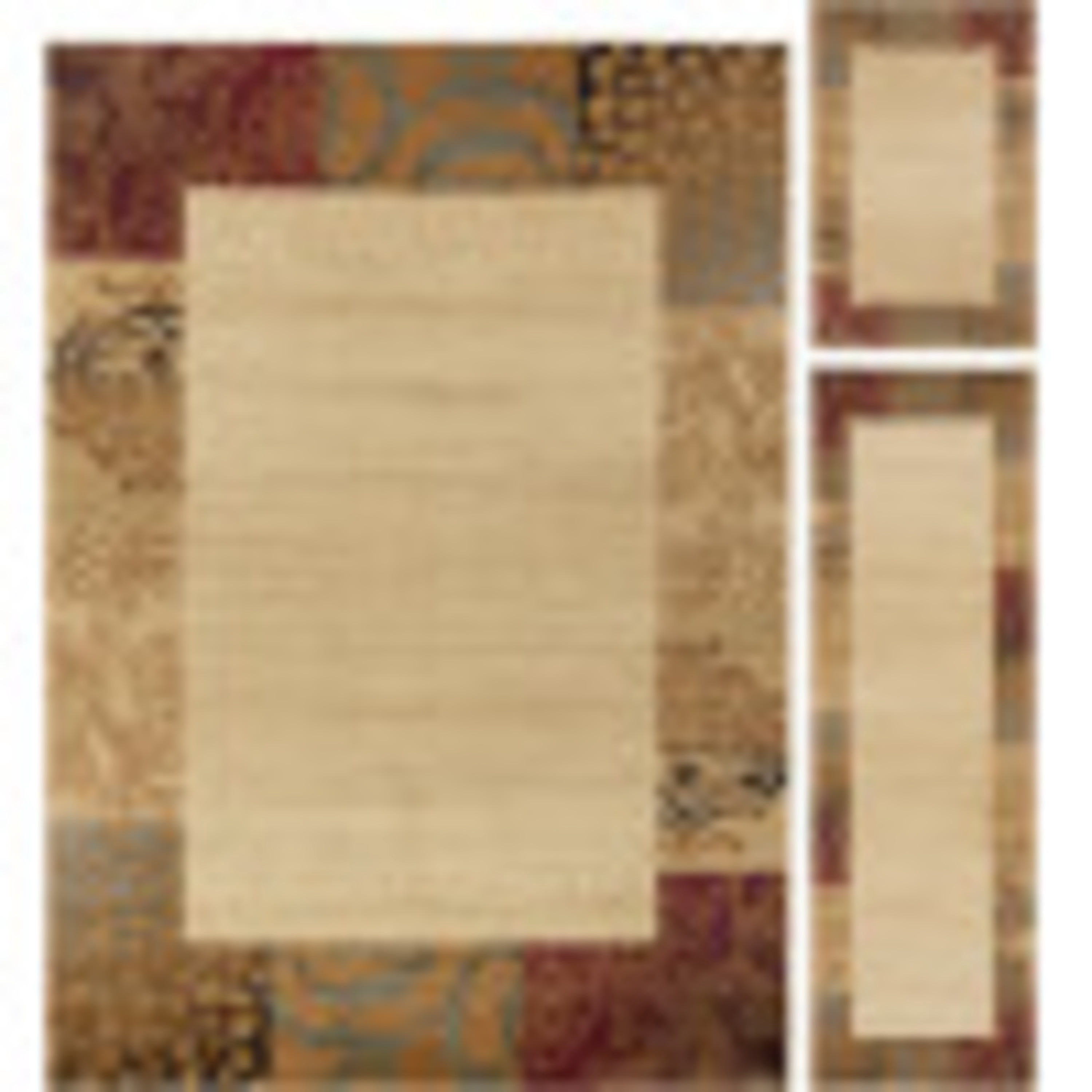Elegance Transitional 3-Piece Set Beige and Brown Polypropylene Indoor Area Rug