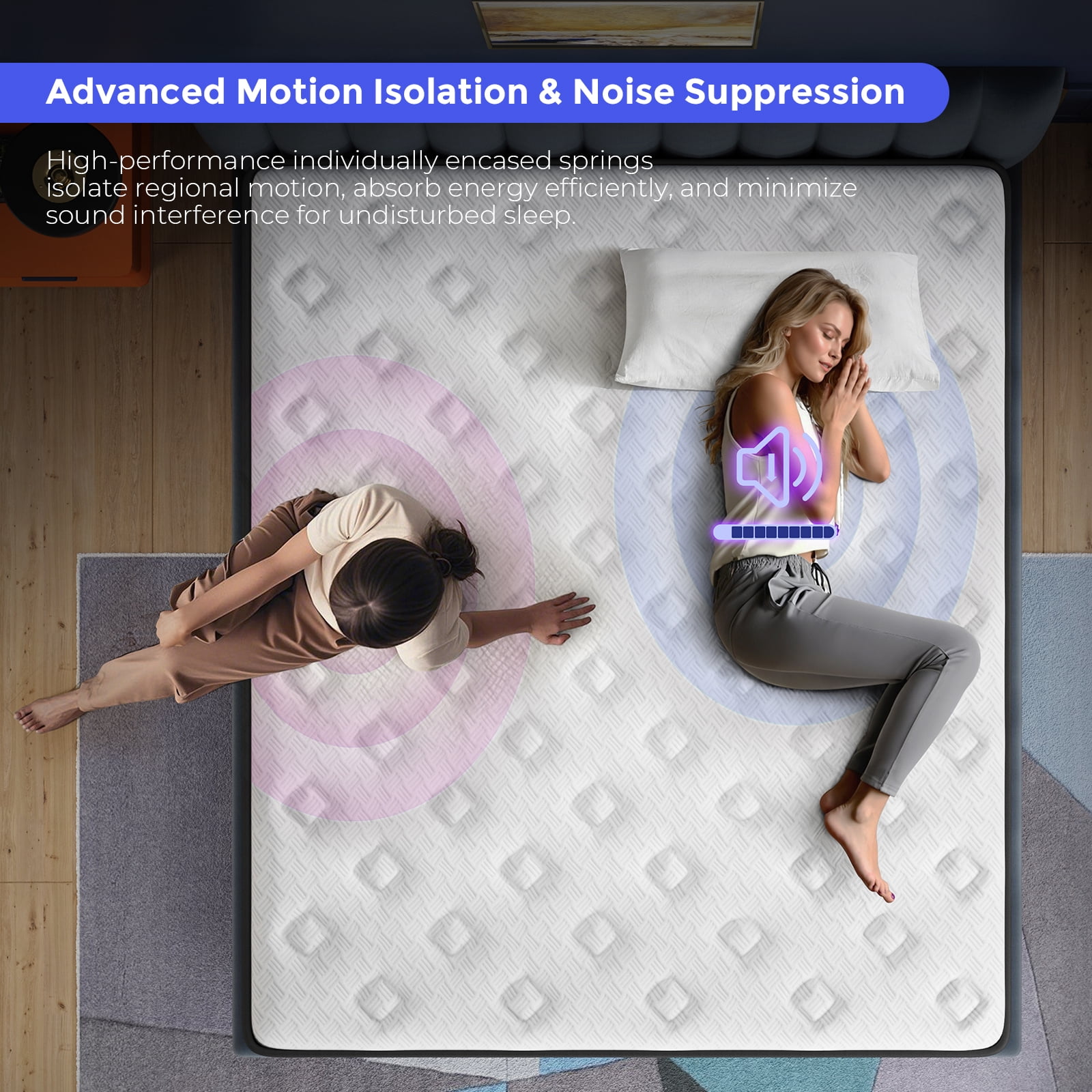 Hybrid Mattress in a Box with Pocket Spring And Soft Foam, Motion Isolation, Contain Queen King Full Size Mattress