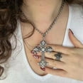 thumbnail image 3 of YIEMEEN Cross Necklace Silver Color With Crystals Gothic Crucifix Symbol Unisex Jewelry, 3 of 6