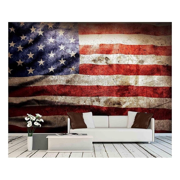 wall26 - Closeup of Grunge American Flag - Removable Wall Mural | Self-Adhesive Large Wallpaper - 100x144 inches