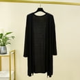 thumbnail image 2 of Lightweight Cardigan for Women Long Sleeve Open Front Cover Up Soft Loose Knit Sweater Casual Loungewear Mid Long Length Black L, 2 of 3