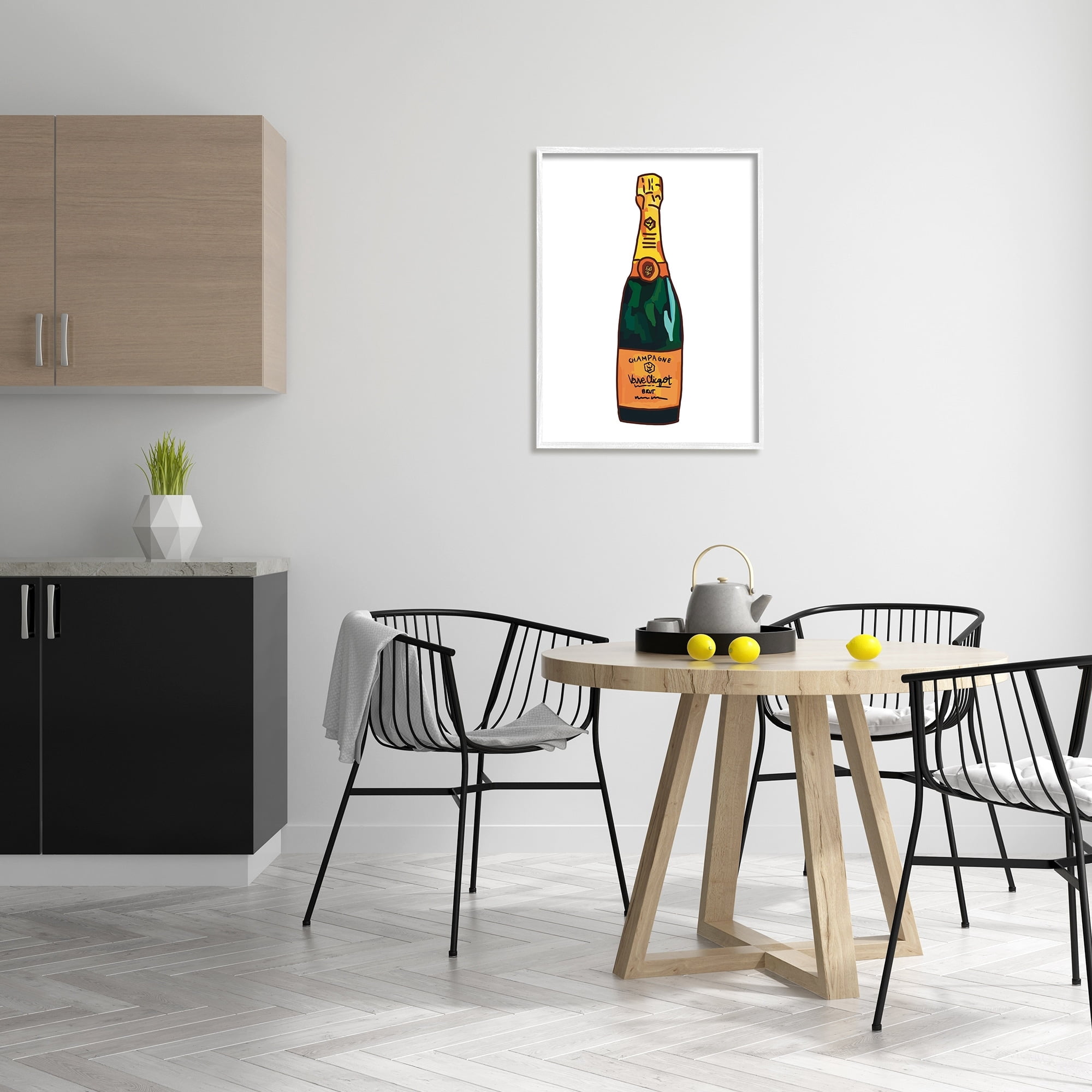 Stupell Industries Classy Champagne Wine Bottle Kitchen Bar Beverage Graphic Art White Framed Art Print Wall Art, Design by Amelia Noyes