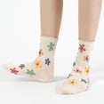 thumbnail image 6 of Women Crew Socks | 4-6 Pairs Flower Graphic Rainbow Striped Design Polka Dot Heart Leopard Pattern Cotton Socks | US 6-8, 6 of 6