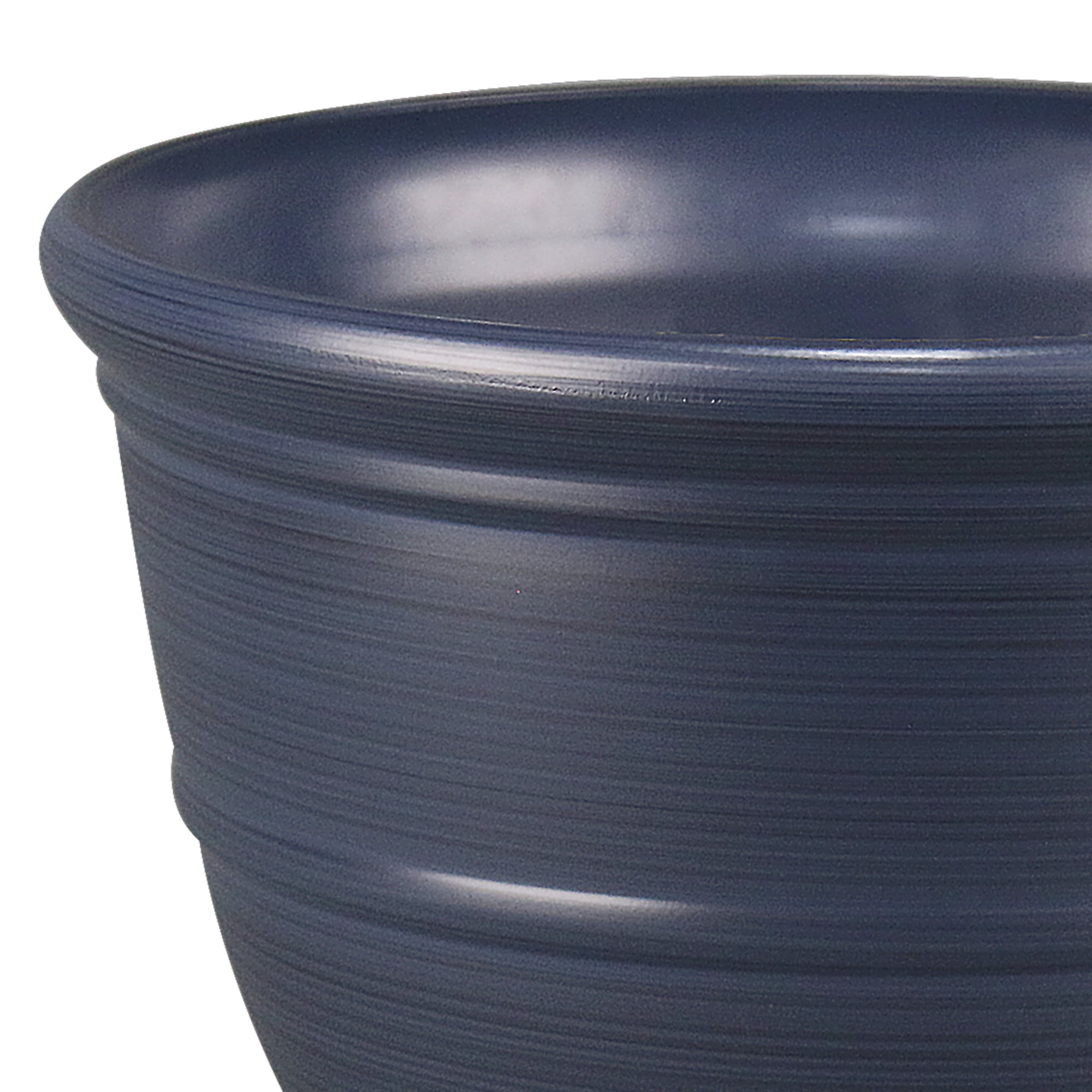 Mainstays Ferenza 14inch Round Planter Blue color, Recycled Resin