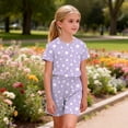 thumbnail image 6 of Purple Girls Homewear Set 2 Piece Soft Cozy Homewears Loungewear Star Moon Print Short Sleeve Top and Shorts,Size 9 T, 6 of 8