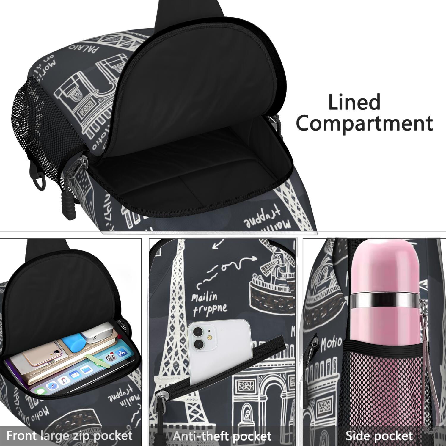 Travel Sling Bag Tower Hiking Sling Backpack Shoulder Backpack Travel Chest Pack for Men Women