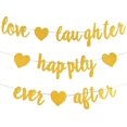 thumbnail image 1 of 3 Pack Gold Glitter Love Laughter and Happiness Forever Banners - Engagement Party Decorations, 1 of 5