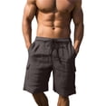 thumbnail image 2 of Lumtrix Mens Linen Shorts Casual Summer Beach Cargo Shorts Elastic Waist Drawstring Pants with Multiple Pockets Black XL, 2 of 7