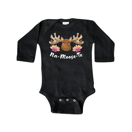 

Inktastic Na-Moose-Te Cute Moose Greeting Gift Baby Boy or Baby Girl Long Sleeve Bodysuit