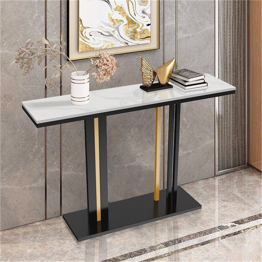 Wisfor Sintered Stone Console Table Narrow Long Hall Display Table for Entryway Living Room,White