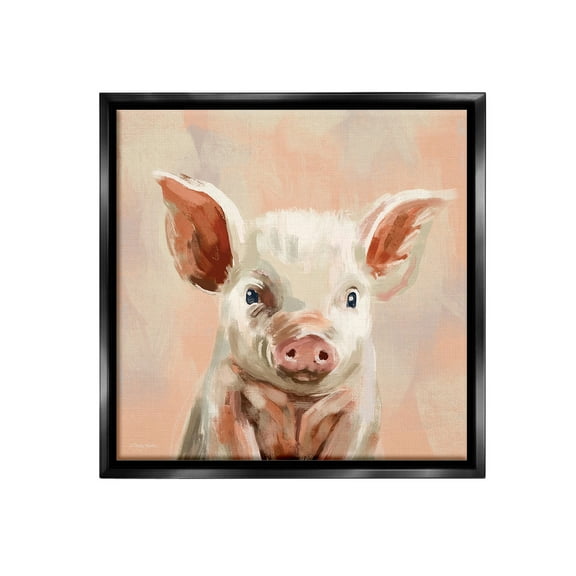 Stupell Industries Traditional Piglet Painting Animals & Insects Painting Black Floater Framed Canvas Art Print Wall Art, 18 x 18