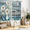 thumbnail image 4 of Farmhouse Wooden Daisy Kitchen Curtains Blue Teal Flower Inspirational Wood Floral Bathroom Curtains Window Treatment Drapes Tier Plank Cafe Small Bedroom Short Door Curtains 27.5x39 Inch, 4 of 6