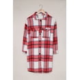 thumbnail image 1 of POGLIP Women's Red Shirt Collar Button Closure Plaid Coat, 1 of 6