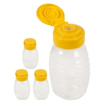 HOOWIFFY 4-Pack Transparent Honey Squeeze Bottles with Lids, Refillable Condiment Dispensers for Kitchen and BBQ