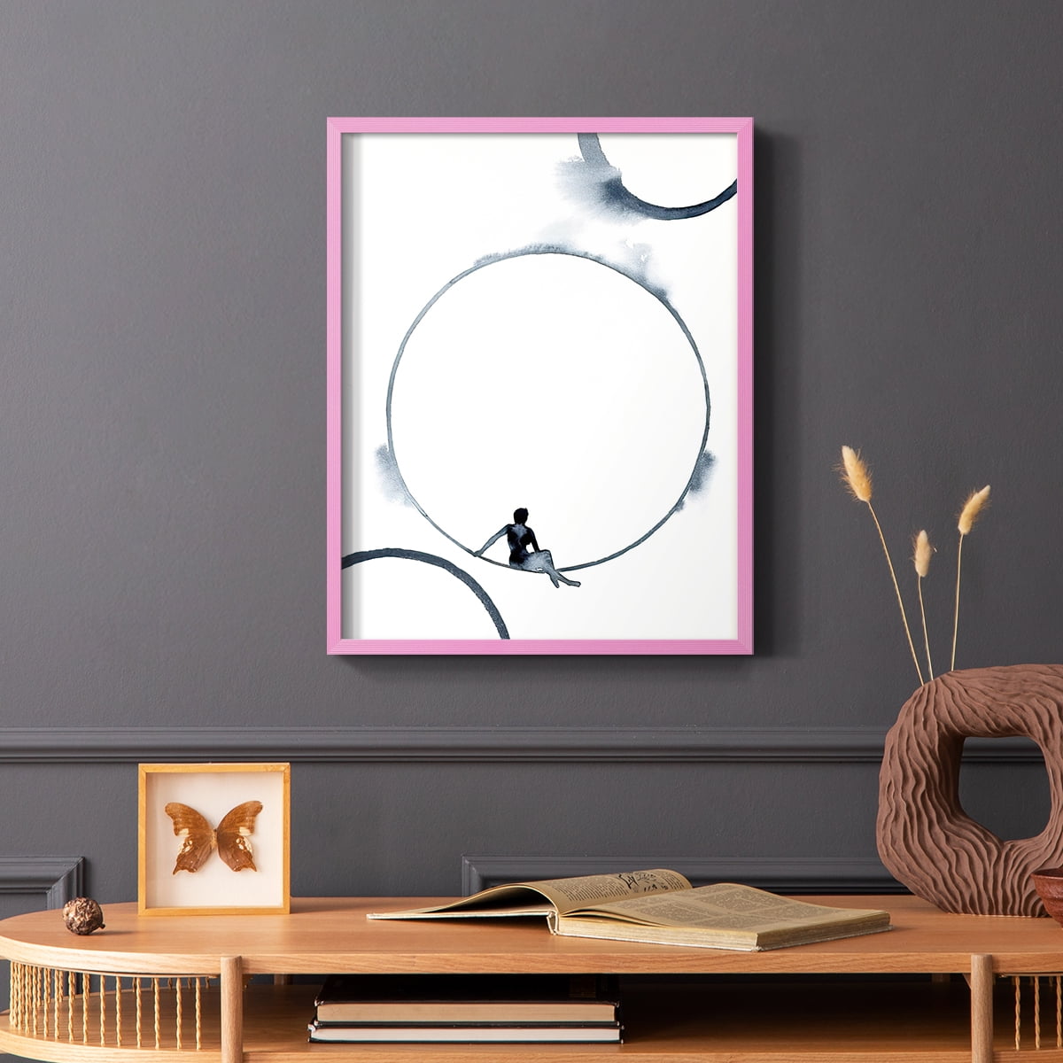 Woman in the Moon II Framed Print - Solid Wood in Single Picture Frame Solid Wood 2 Framed Print