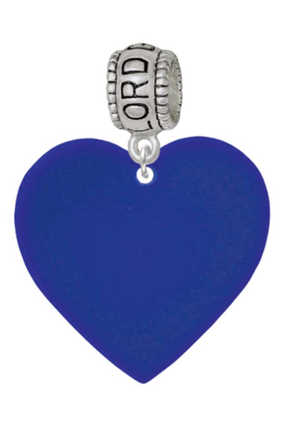 Acrylic 1" Navy Blue Heart Lord Guide Me Charm Bead