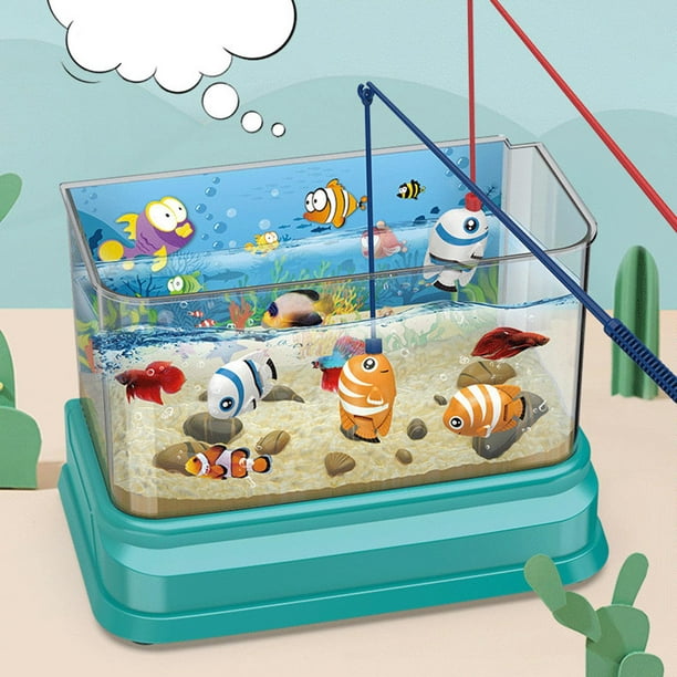 Shangren Small Aquarium And Music Fishing Rod Educational Toys Kids Fishing Toys For Kids Multicolor 20cmx11.5cmx17.5cm