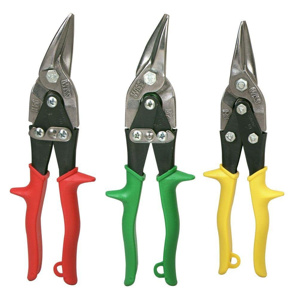 3pc Tin Aviation Snips Cutting Tools Set Color Coded Snippers M123r