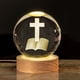 thumbnail image 1 of Crystal Night Light Engraved Holy Family Figurine Statue With Wooden Stand Color Changing Light Glass Religious Collection Catholic, 1 of 6