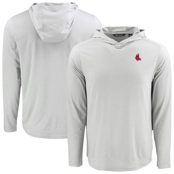 Men's Cutter & Buck Gray Boston Red Sox Coastline Epic Comfort Recycled Eco Hoodie Long Sleeve T-Shirt