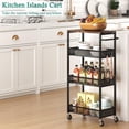 thumbnail image 6 of Slim Storage Cart 4 Tier Fruit and Vegetable Baskets for Kitchen Small Space, Narrow Rolling Cart on Wheels with Wooden Top and Metal Handle for Pantry, Bathroom, Laundry Room, 6 of 6
