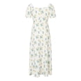 thumbnail image 3 of Casual Women's Summer Short Sleeve Square Neck Split Tennis Midi Dress for Everyday Wear Beige M, 3 of 6