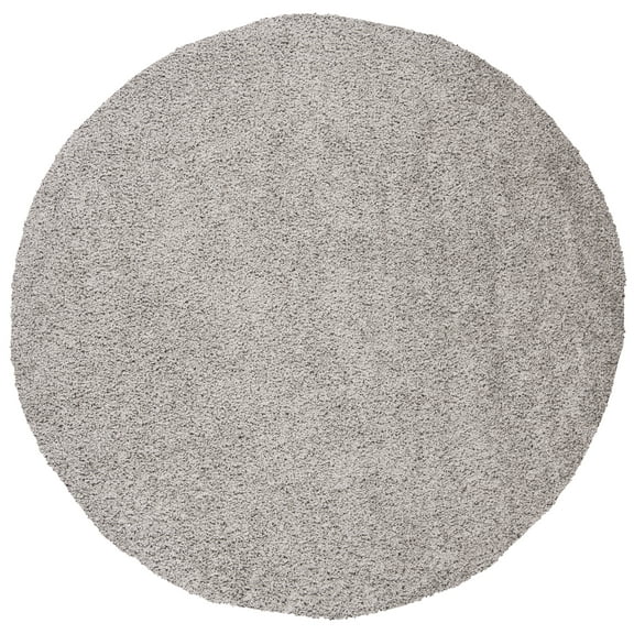 SAFAVIEH Primo Mason Solid Shag Area Rug, Light Grey, 5' x 5' Round