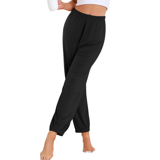 Pantalones de pijama para mujer INSPIRE CHIC, suaves y cómodos, pantalones de lounge, ropa de dormir con bolsillo, color negro