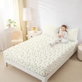 thumbnail image 3 of Erosebridal Yellow Floral Queen Sheet Sets for Girls, Chic Flower Bed Set, 4 Pieces, 1 Flat Sheet 1 Fitted Sheet and 2 Pillowcases, 3 of 5