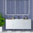 thumbnail image 2 of Vanity Art 60 Inches LED Lighted Single Sink Wall Mounted Bathroom Vanity Set 2 Drawers Storage Cabinet White Engineered Stone Top Undermount Rectangle Sink with Sensor Switch, 2 of 7